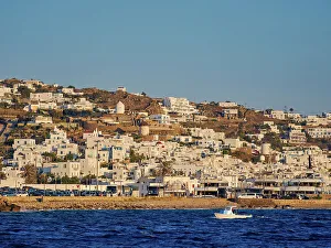 Seacoast Prints: View towards Chora, Mykonos Town, Mykonos Island, Cyclades, Greek Islands, Greece, Europe