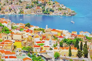 Navigation Prints: View over Chorio (upper town) and Gialos harbour