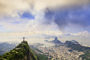Guanabara Bay Prints: View of the Christ statue, Sugar Loaf and Guanabara Bay