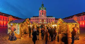 Love Prints: View of Christmas market at Charlottenburg Palace in Schloss Charlottenburg at dusk