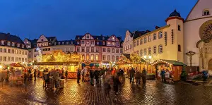 Xmas Prints: View of Christmas Market in Jesuitenplatz in historic town centre at Christmas