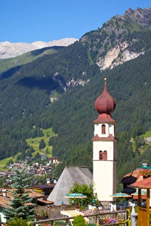 Canazei Prints: View over church, Canazei, Val di Fassa, Trentino-Alto Adige, Italy, Europe