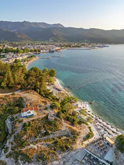 Thassos Town Prints: View of Church of the Holy Apostles and Thassos Town in background