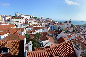Alleys Prints: View over Church and Monastery of Sao Vicente de Fora, Lisbon, Portugal