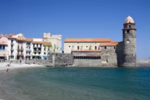 Collioure Prints: View of the Church of Notre-Dame-des-Anges from the harbour at Collioure