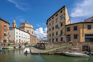 Livorno Prints: View of Church of St. Catherine and canal