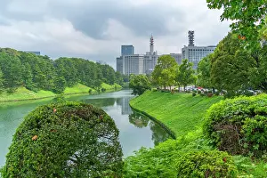 Honor Prints: View of city buildings and Sakuradabori Moat of the Imperial Palace