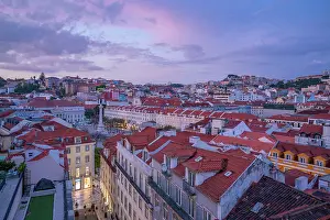 Warmth Prints: View of city from Carmo Archaeological Museum at sunset, Lisbon, Portugal, Europe