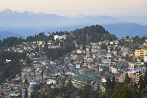 West Bengal Prints: View of city center, Darjeeling, West Bengal, India, Asia