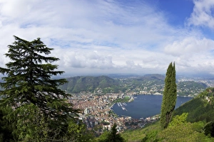 Como Prints: View of the city of Como from Brunate, Lake Como, Lombardy, Italian Lakes, Italy, Europe