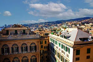 Liguria Prints: A view of the city, Genoa, Liguria, Italy, Europe