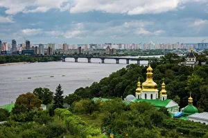 Ukraine Prints: View over city, the Kiev-Pechersk Lavra and the Dnieper River