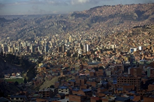 La Paz Prints: View over city, La Paz, Bolivia, South America