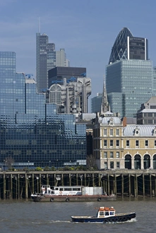 Lloyds Building Prints: A view of the City of London looking across the Thames from London Bridge