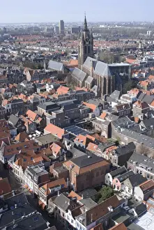 Delft Prints: View over the city and the Oude Kerk (Old Church) from the viewing platform of the Nieuwe Kerk (New Church)