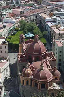 Guanajuato State Prints: View of city from the Pipila monument with Iglesia de San Diego church in the foreground