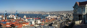 Chilean Prints: View of city and ports from Paseo 21 de Mayo