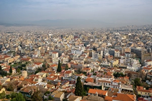Athens Prints: View over city seen from the Acropolis, Athens, Greece