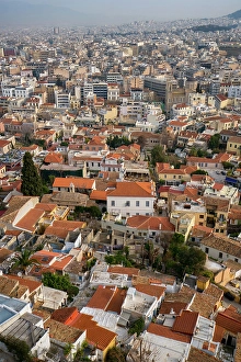 Athens Prints: View over city seen from the Acropolis, Athens, Greece