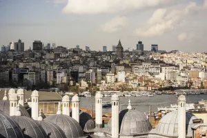 Riverboat Prints: View of city skyline from Suleymaniye Mosque, Istanbul, Turkey, Europe