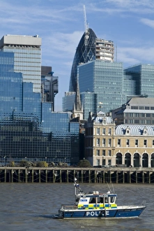 Police Prints: View of the City from the South Bank of the Thames, London, England, United Kingdom