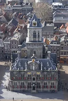 Delft Prints: View over the city and the Stadhuis from the viewing platform of the Nieuwe Kerk (New Church)