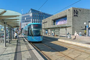 Public Space Prints: View of city tram and The National Museum, Oslo, Norway, Scandinavia, Europe