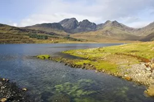 Images Dated 8th October 2009: View across the clear waters of Loch Slapin to the Cuillin Hills, the peak of Bla Bheinn