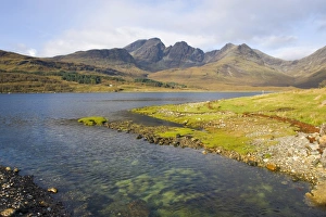 Images Dated 8th October 2009: View across the clear waters of Loch Slapin to the Cuillin Hills, the peak of Bla Bheinn