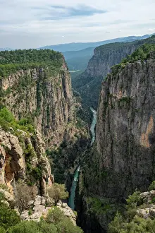 Recreational Prints: View of cliffs and canyon with cloudy sky on a day in Antalya Turkey