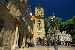 View to clock tower from the Place de l Hotel de Ville, Aix-en-Provence