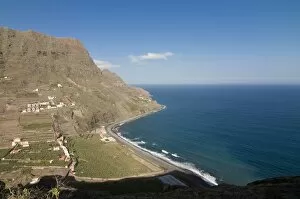 View over the coast at Hermigua, La Gomera, Canary Islands, Spain, Atlantic, Europe