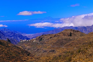 Canary Island Prints: View of coast with Mount Teide in Tenerife in the background