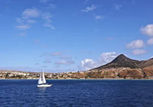 Traditionally Portuguese Prints: View towards the coast of the Porto Santo Island, Madeira Islands, Portugal, Atlantic