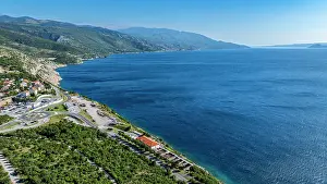 Roads Prints: View of the coast and sea from above in Senj, Croatia during a sunny day