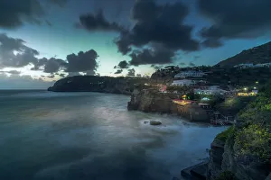 Ischia Prints: View of coastline at dusk from Sant'Angelo