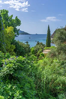 Coastal View Prints: View of coastline and Ionian Sea near Palaiokastritsa
