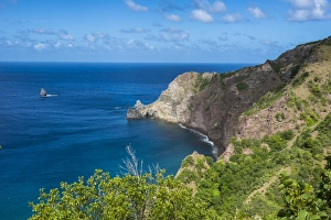 Netherland Antilles Prints: View over the coastline of Saba, Netherland Antilles, West Indies, Caribbean, Central
