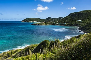 Verdant Prints: View over the coastline of St. Barth (Saint Barthelemy), Lesser Antilles, West Indies
