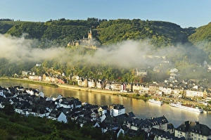 Moselle River Prints: View of Cochem with Imperial Castle and Moselle River (Mosel)