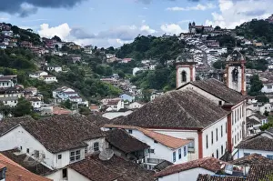 View over the colonial town of Ouro Preto, UNESCO World Heritage Site, MInas Gerais, Brazil, South America