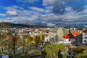 Facades Prints: View from around the colorful city of Bergen, Vestland, Norway