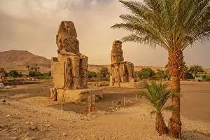 Deserts Prints: View of the Colossi of Memnon, seated statues near the Valley of the Kings