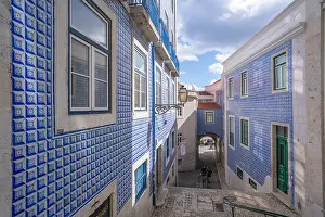 Alfama Prints: View of colourful buildings in the Alfama District on a sunny day
