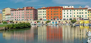 Livorno Prints: View of colourful buildings and canal