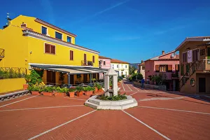 Potted Plant Prints: View of colourful buildings in Piazza Mediterraneo