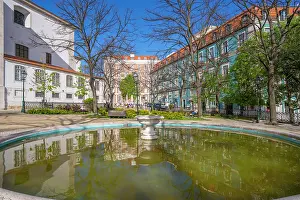 Alfama Prints: View of colourful buildings on a sunny day in the Alfama District
