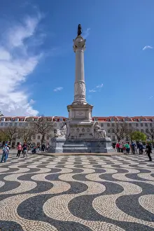 Joyful Prints: View of Column King Pedro IV in Praca do Rossio in Lisbon city centre