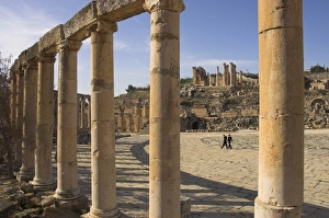 Forum Prints: View through columns with people in the Forum
