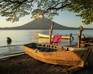 Nicaragua Prints: View of Concepcion Volcano at sunset
